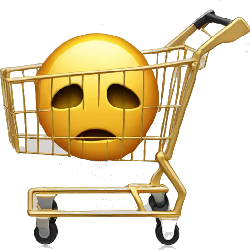 Gold shopping cart facing the front  emoji