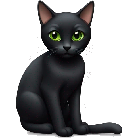 Black minx cat with green eyes and slit on right ear emoji