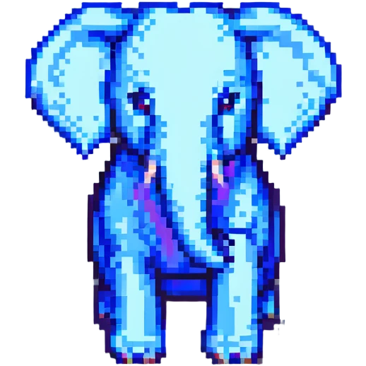 retro and blocky elephant pixel art emoji