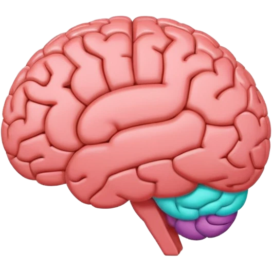 A brain emoji, minimal and colorful with clear outlines, rounded or circular shape emoji