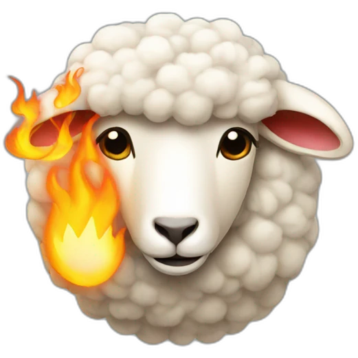 A sheep with flames emoji