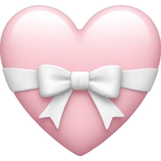 Pastel pink heart with white bow emoji