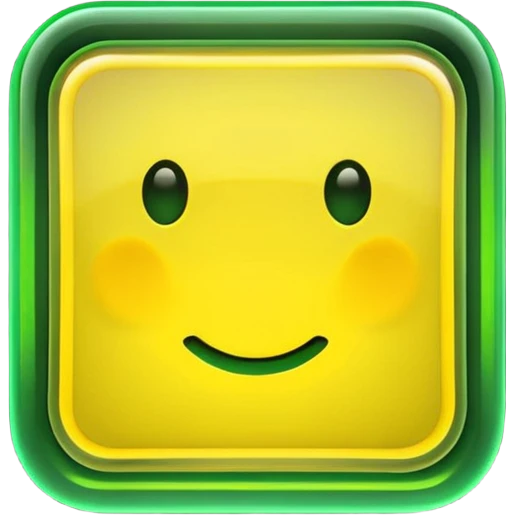 A glowing neon square in shades of yellow and green, transparent background emoji