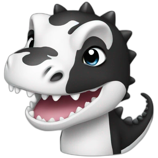 Cute black and white dino emoji