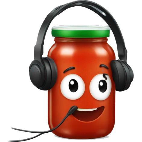 tomato sauce jar with headphones emoji
