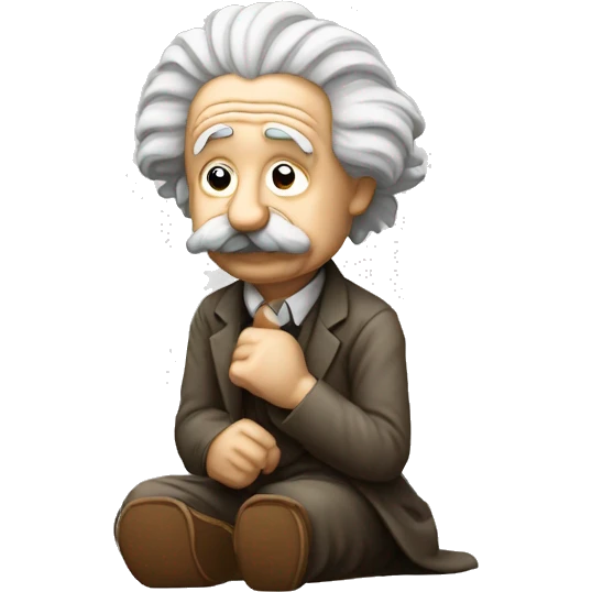 sitting philosopher albert einstein lean on hist fist emoji