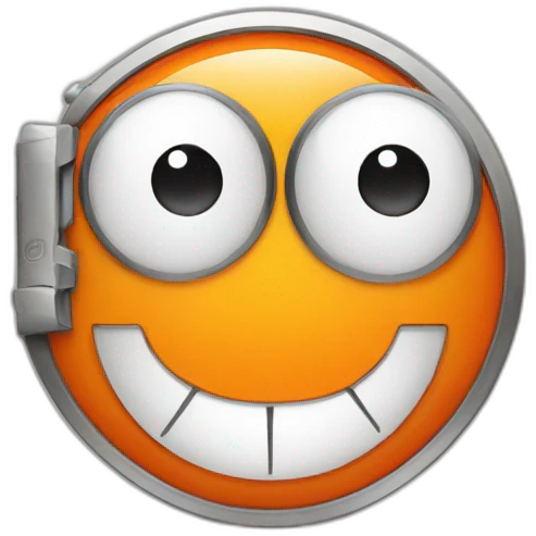 clock orange with eyes and mouth smiling emoji