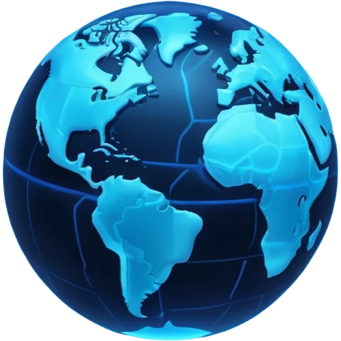 minimalistic 3d blue neon glowing transparent earth planet emoji