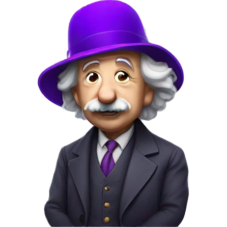 Albert Einstein with purple hat, apple memoji style emoji