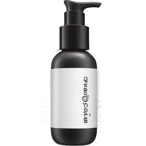 facial exfoliant bottle with label emoji