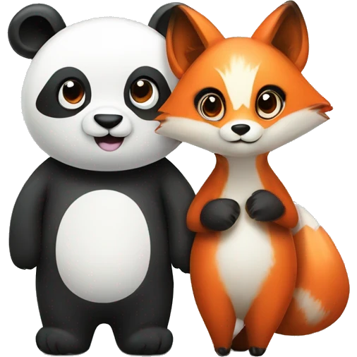 a panda and a fox couple in love emoji