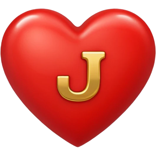 A red heart with the letter "J" in the middle emoji