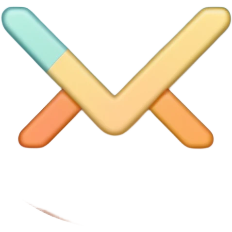 Create a minimalistic emoji pack in one unified style, soft pastel colors, elegant and modern design. Check mark ✅ – confirmation emoji
