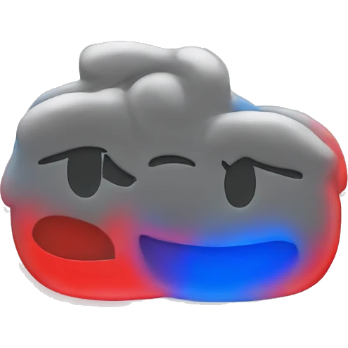 Red and blue fluorescent CF emoji