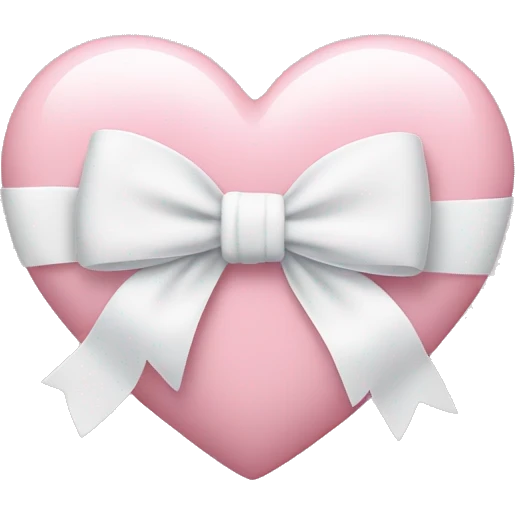 Pastel pink heart with white bow emoji