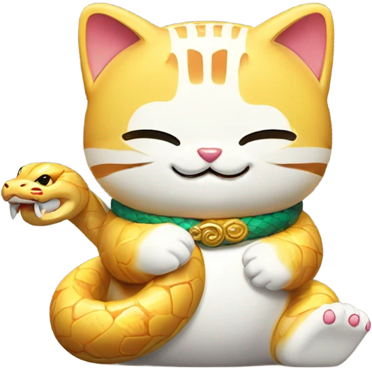 Maneki Neko with a cute snake emoji