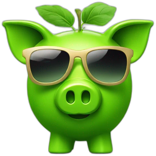 green piggybank with sunglasses emoji