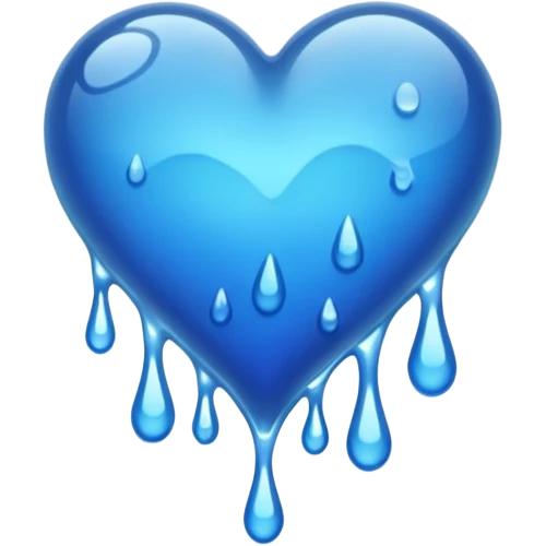 Wet watery dripping oceanic blue heart emoji