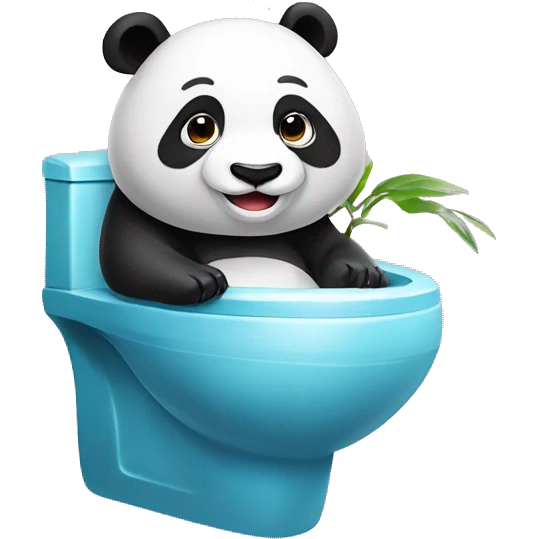 Un Panda sur des WC sourit emoji