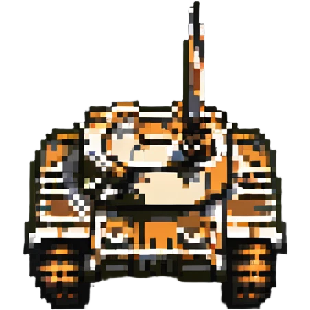Tiger tank in action, firing, pixel art style emoji