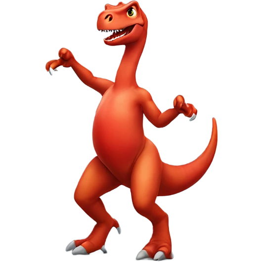 Dinosaur with red boots dancing  emoji