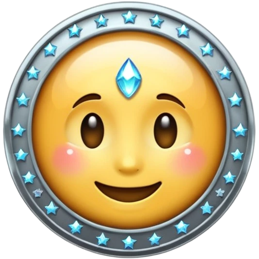 classic emoji style silver coin with magical sparkles emoji