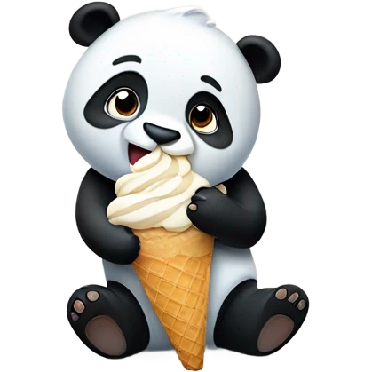 Panda eating ice cream emoji