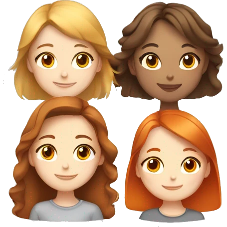 Three girls, one Chinese with brown eyes, one Turkish light red hair with orange eyes and one Russian dark blonde with gray eyes. Smiling and dreaming of a perfect shared flat. emoji