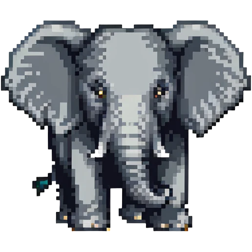 PostgreSQL database logo with elephant symbol in pixel art emoji