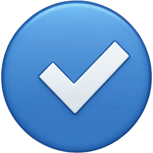 A blue circle with a white checkmark inside (dark blue checkmark) emoji