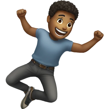 a white man jumping celebrating emoji
