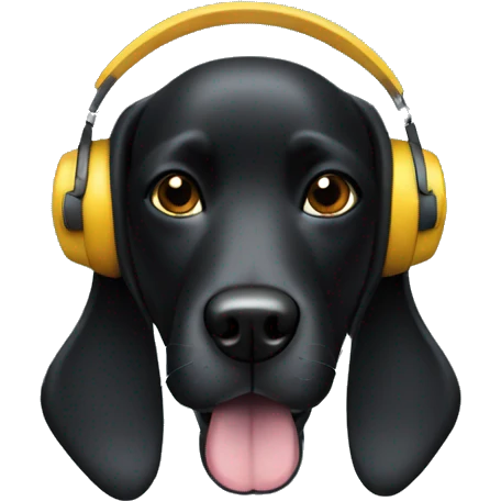 black dog in a headphones emoji