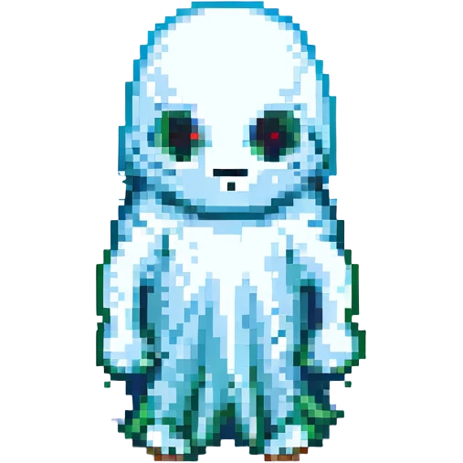 retro game style ghost character pixel art emoji