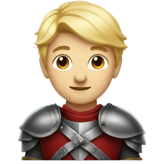 A boy knight Link with blonde hair and red eyes smirking emoji