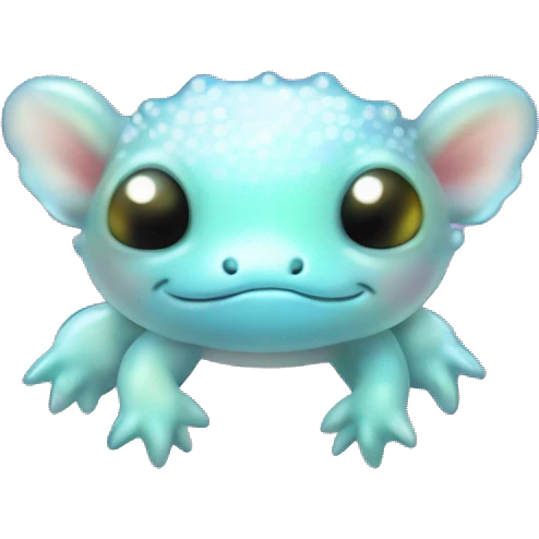 Sparkly glossy Pastel iridescent glass axolotl emoji