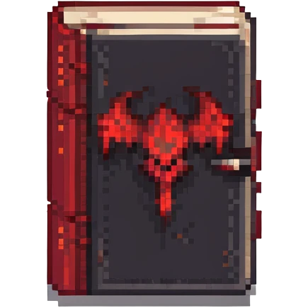 red cursed book with dark aura emoji