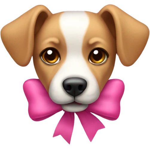 perrito con lazo rosa emoji