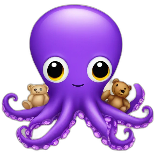 purple octopus with teddy bear emoji