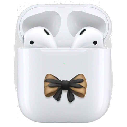 airpods with a bow emoji
