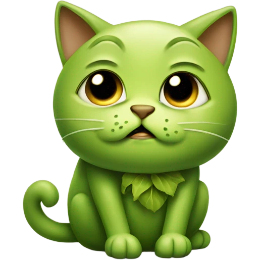 Sad cat eating Brussels sprouts emoji