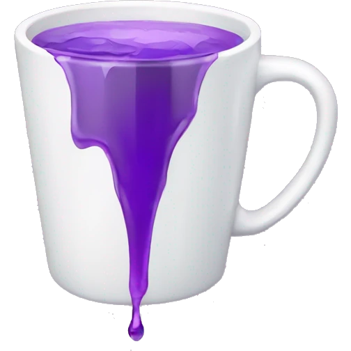 white cup with purple liquid inside with ice emoji