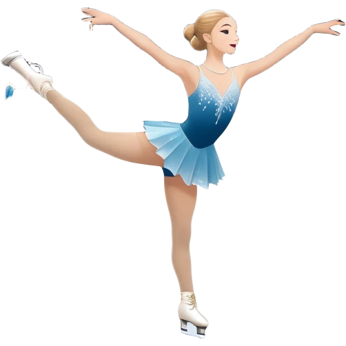 An icon featuring a graceful figure skater performing a flawless routine on an ice rink. The background shows a grand arena, Madison Square Garden, filled with spectators. Snowflakes and spotlights add to the elegance and beauty of the performance. Transparent background. emoji