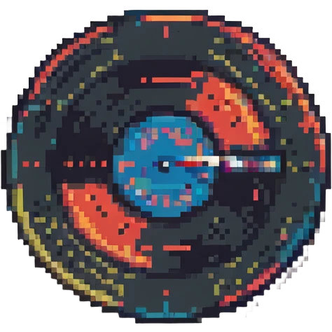 pixel art style vinyl record, retro, 8-bit emoji
