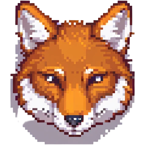 pixel art fox head looking tired and relaxed, inspired by iPhone emoji style, 56x56px emoji