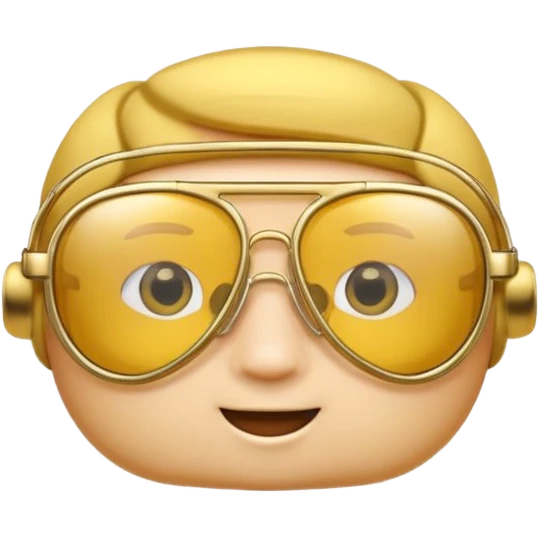 A 3D cartoon golden-yellow aviator Glasses, metallic frame with clear lenses, gentle highlights, Memoji-style. emoji