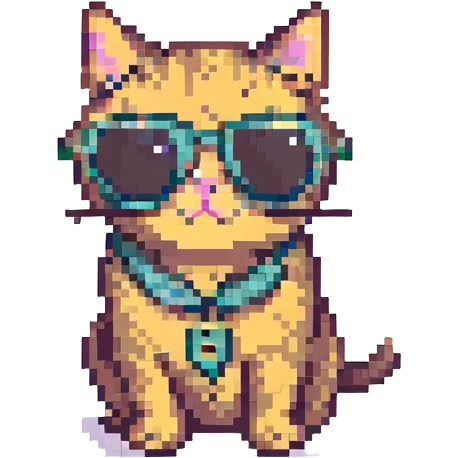 cat wearing sunglasses, retro and playful emoji