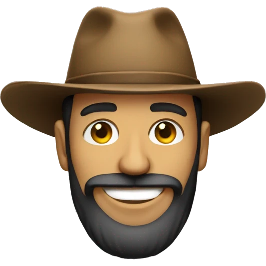 man with a big hat and beard smiling emoji