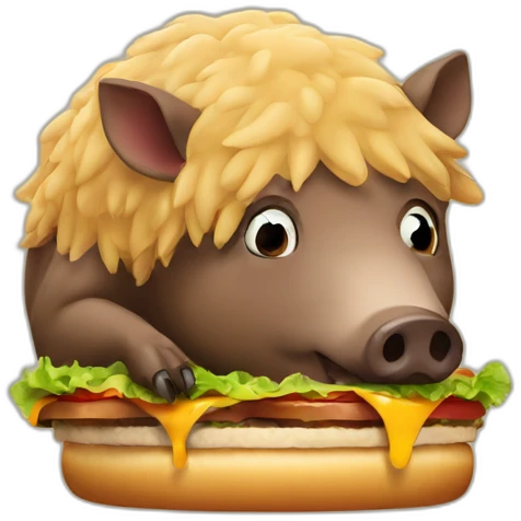 boar eating burger emoji