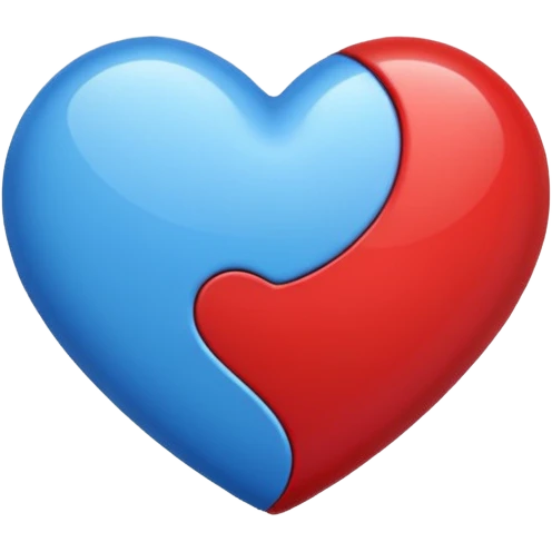 corazon azul y rojo emoji