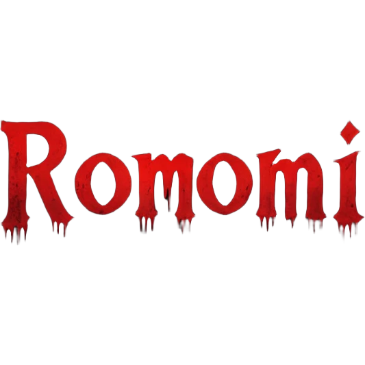 Dark horror cinematic wallpaper foggy grey and charcoal background with subtle pale light from top-left,  cinematic grain and vignette, scattered floating dust particles , centered bold text "ROJONI" in distressed horror font with faint red smear and inner shadow, moody  emoji